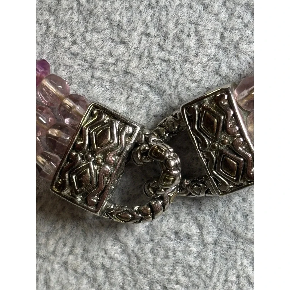 #7. Multi-strand Pink & Purple Beaded Necklacec